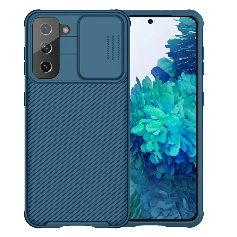 NILLKIN CamShield Pro Shell PC Panel + TPU Frame Full Protection Cover for Samsung Galaxy S21 4G/5G - Blue - 1