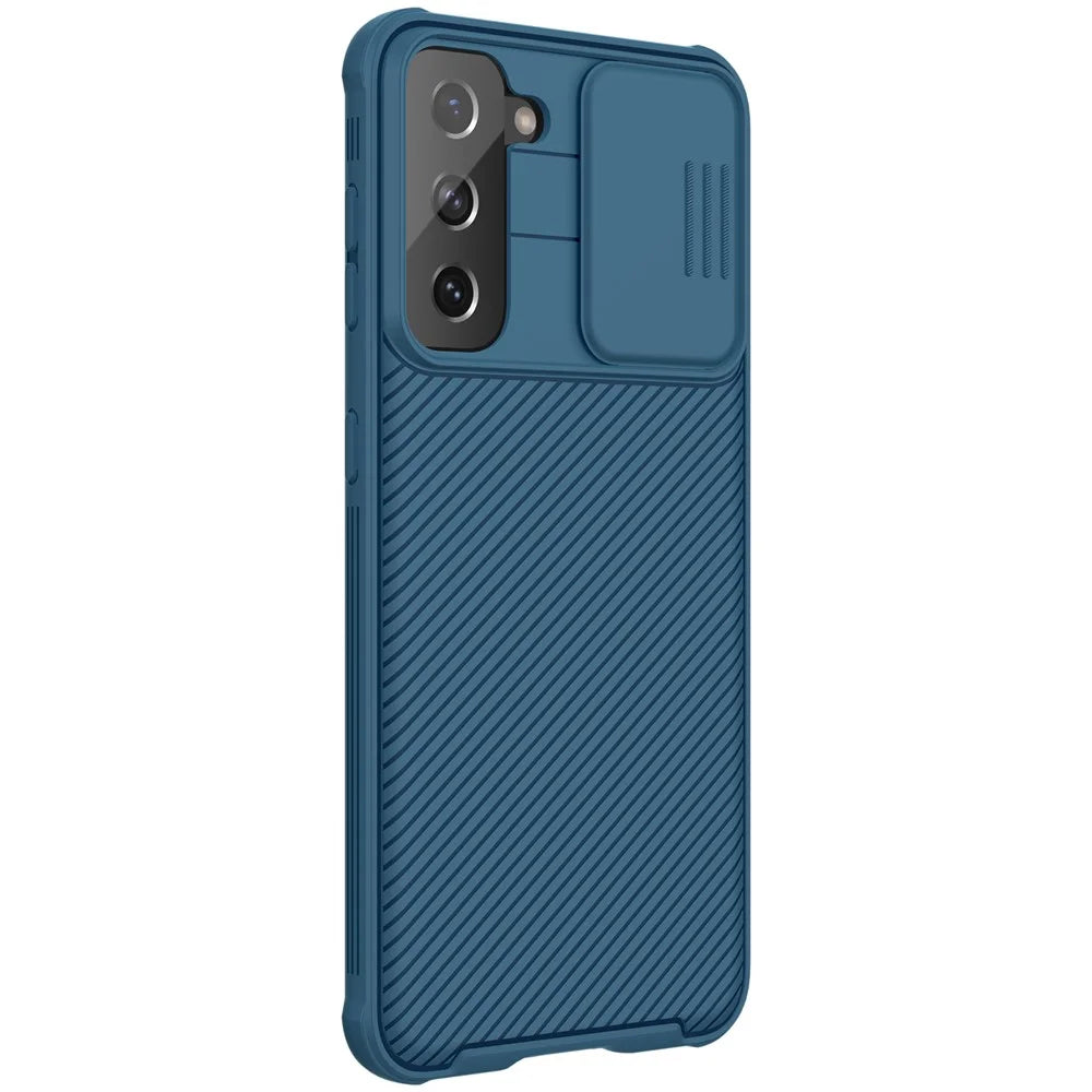 NILLKIN CamShield Pro Shell PC Panel + TPU Frame Full Protection Cover for Samsung Galaxy S21 4G/5G - Blue - 6