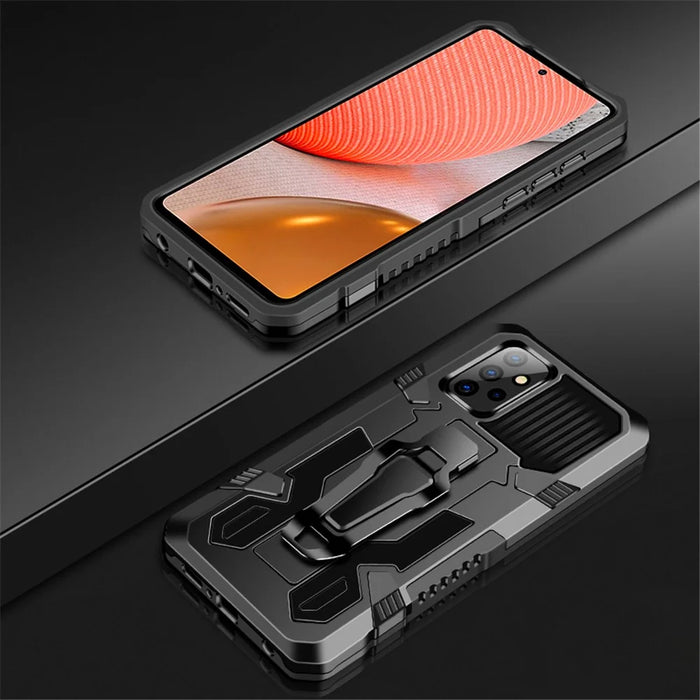 Back Clip Plastic + TPU Hybrid Case Kickstand Shell with Built-in Metal Sheet for Samsung Galaxy A72 4G/5G - Grey - 4