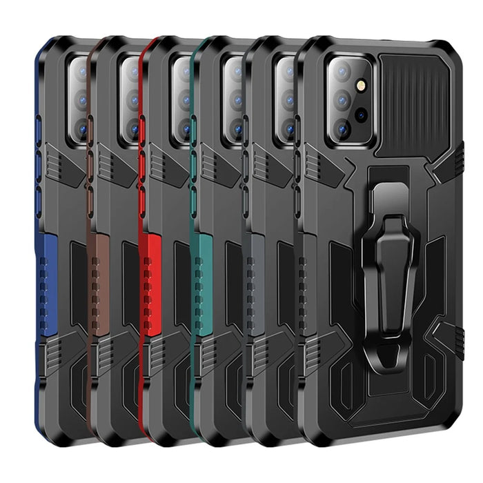 Back Clip Plastic + TPU Hybrid Case Kickstand Shell with Built-in Metal Sheet for Samsung Galaxy A72 4G/5G - Grey - 5