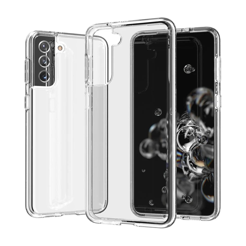 Clear Design Anti-fingerprint Case for Samsung Galaxy S21 Plus 5G PC+TPU Combo Back Case - Transparent - 1