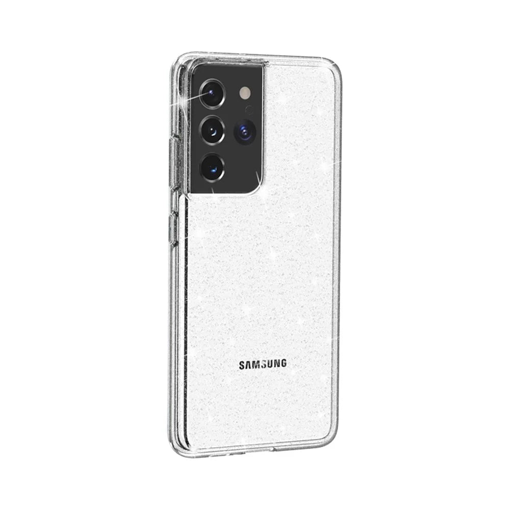 Glittery Powder Design Case for Samsung Galaxy S21 Ultra 5G PC+TPU Hybrid Phone Cover - Silver - 4