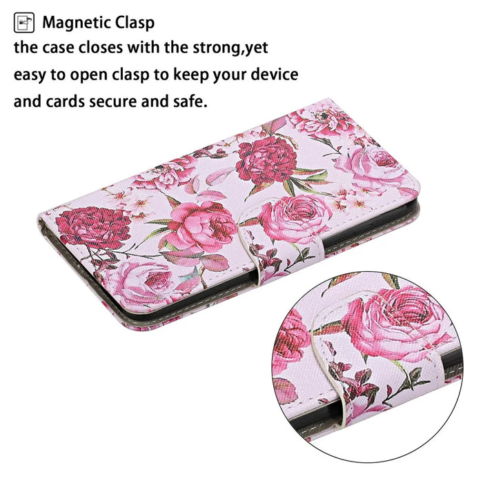 Pattern Printing Flip Leather Wallet Protective Case for Samsung Galaxy S21 4G/5G - Rose Flower - 3