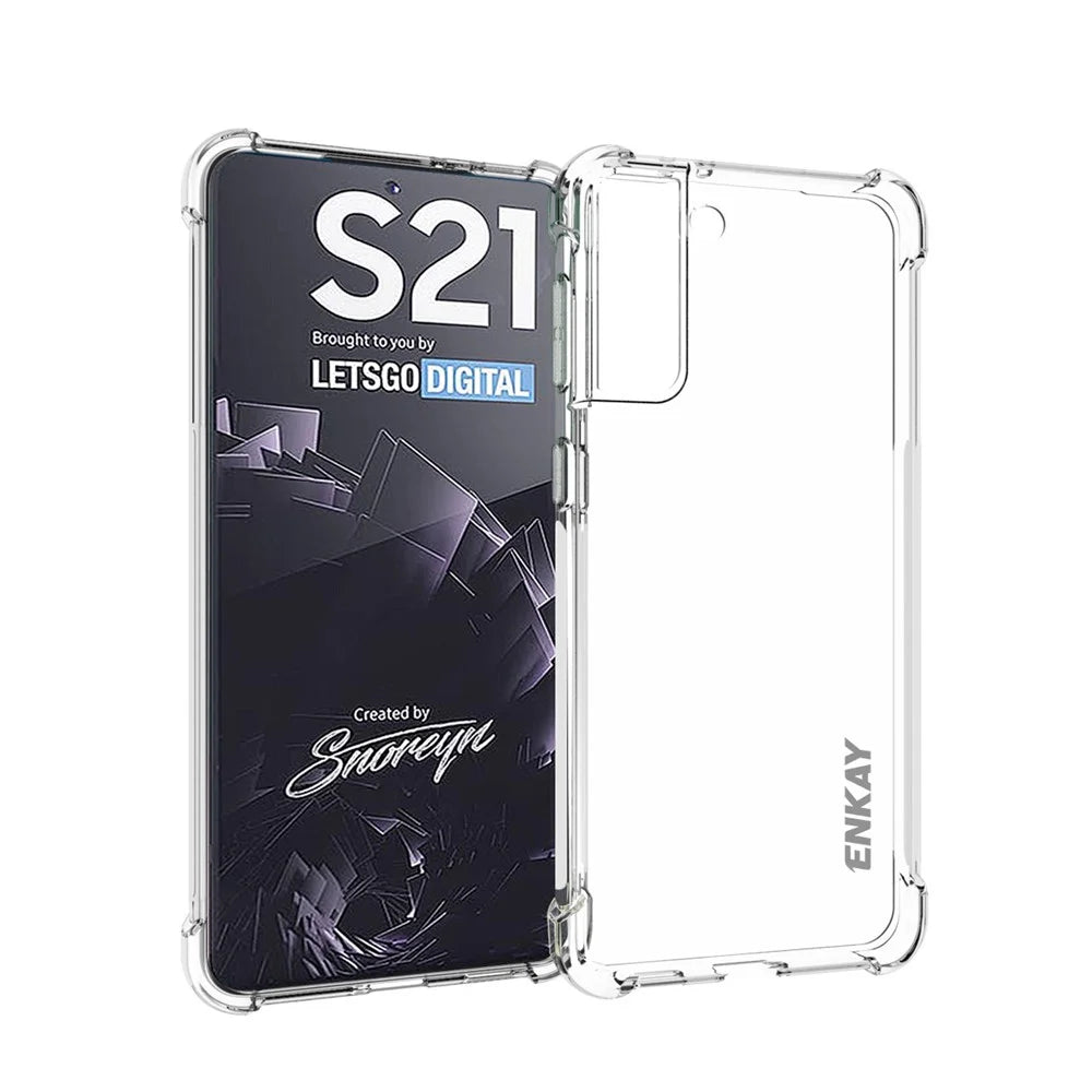 ENKAY HAT PRINCE Shockproof Clear TPU Case with [Full Glue] Full Covering Ultra Thin Tempered Glass Protector Film for Samsung Galaxy S21 4G / 5G - 2