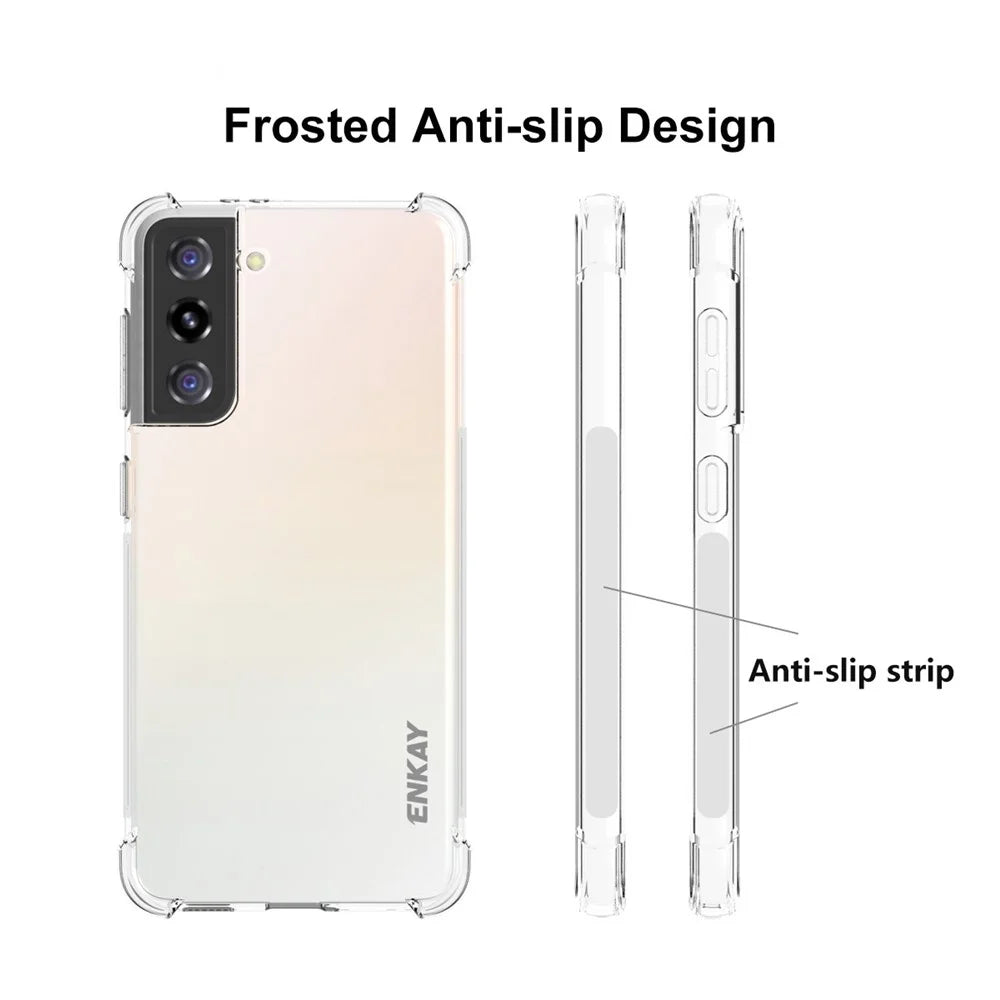 ENKAY Shockproof Transparent TPU Case with [Full Glue] 0.2mm 9H 2.5D Full Covering Tempered Glass Protector for Samsung Galaxy S21+ 5G - 5