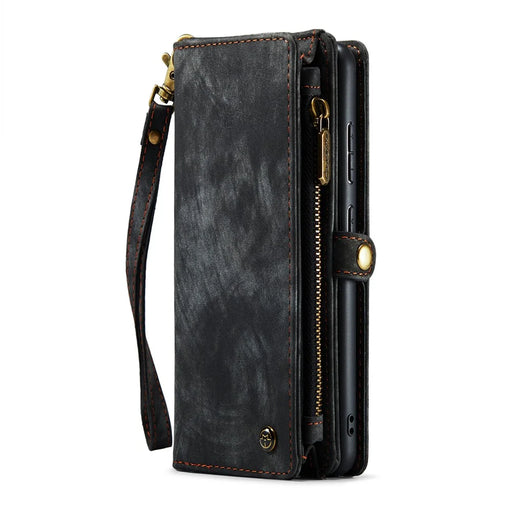CASEME 008 Series for Samsung Galaxy S21 Ultra 5G PU Leather Zipper Multi-function Phone Case Magnetic Detachable 2-in-1 Wallet Stand Cover - Black - 2