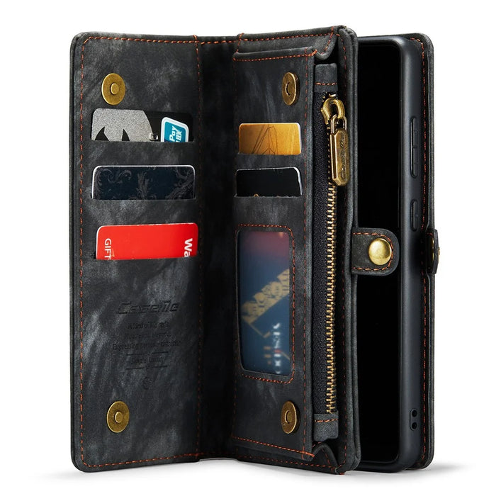 CASEME 008 Series for Samsung Galaxy S21 Ultra 5G PU Leather Zipper Multi-function Phone Case Magnetic Detachable 2-in-1 Wallet Stand Cover - Black - 4
