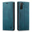 AUTSPACE A01 Series RFID Blocking Retro Matte Leather Case Wallet for Samsung Galaxy S21 4G/5G - Blue - 1
