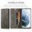 AUTSPACE A01 Series Retro Style Matte Stand Wallet Leather Case for Samsung Galaxy S21+ 5G - Coffee - 5