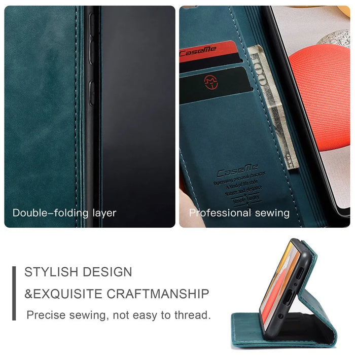 CASEME 013 Series Auto-absorbed Wallet Leather Shell for Samsung Galaxy S21+ 5G - Blue - 3