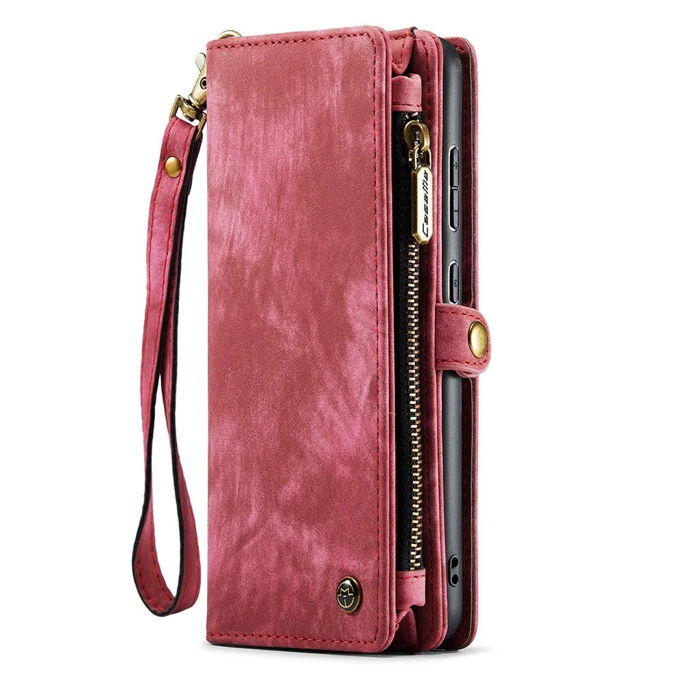 CASEME 008 Series for Samsung Galaxy S21 4G / 5G Detachable Design Magnetic TPU+PU Leather Shell Phone Case Wallet Anti-scratch Phone Cover - Red - 2