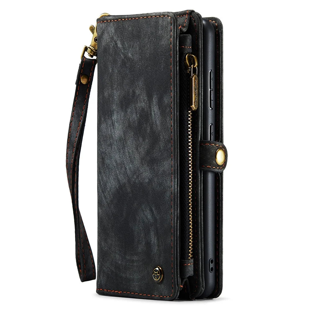 CASEME 008 Series for Samsung Galaxy S21+ 5G Multifunction Phone Case Phone Cover Detachable 2-in-1 Wallet TPU+PU Leather Phone Shell - Black - 2