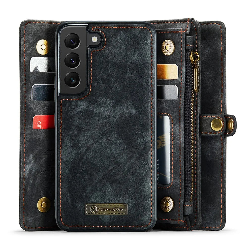 CASEME 008 Series for Samsung Galaxy S21+ 5G Multifunction Phone Case Phone Cover Detachable 2-in-1 Wallet TPU+PU Leather Phone Shell - Black - 3