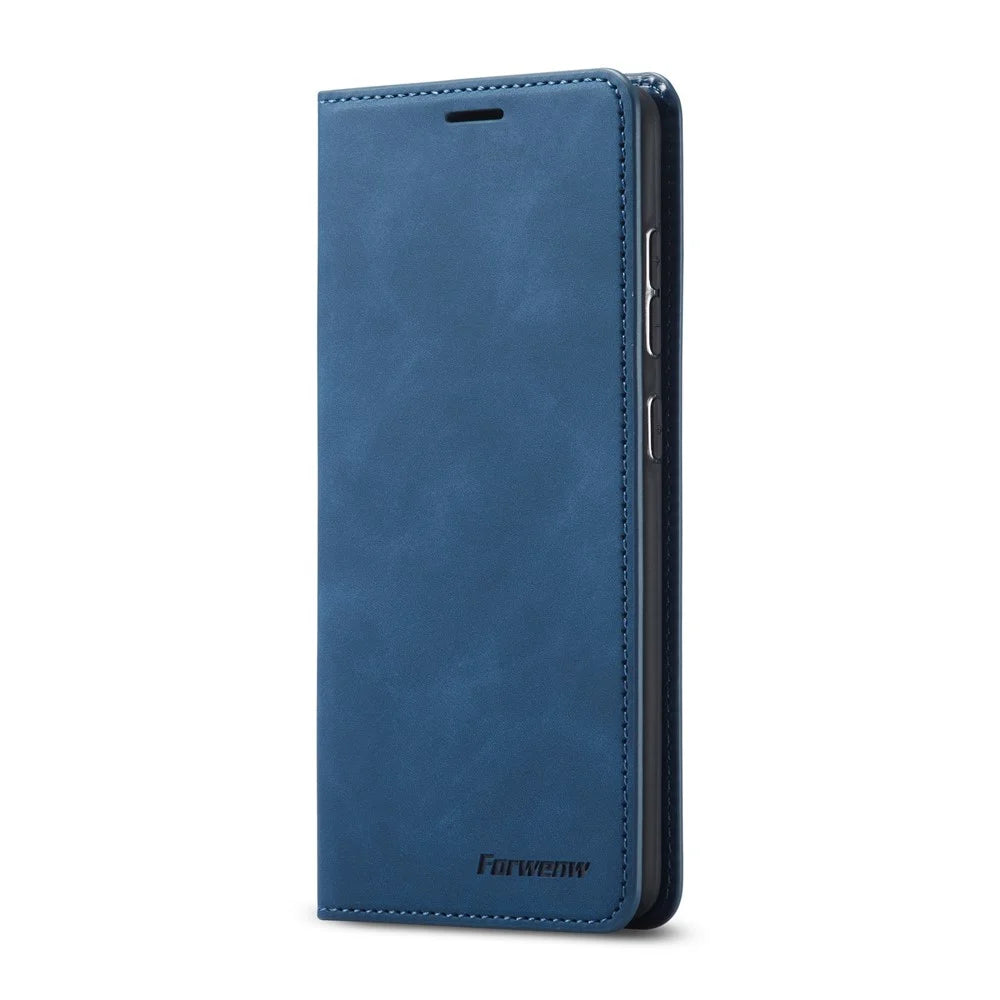 FORWENW for Samsung Galaxy S21 Ultra 5G Fantasy Series Skin-Touch Leather Wallet Stand Case - Blue - 2