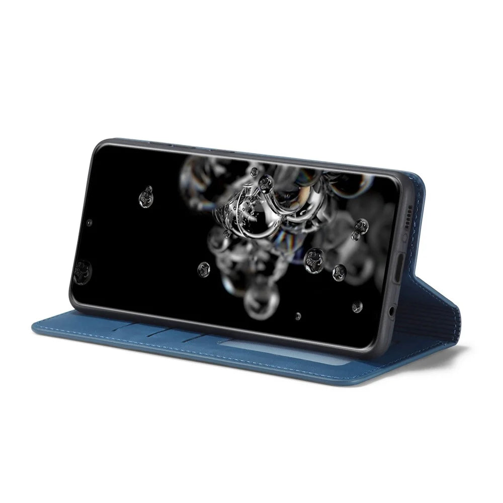 FORWENW for Samsung Galaxy S21 Ultra 5G Fantasy Series Skin-Touch Leather Wallet Stand Case - Blue - 5