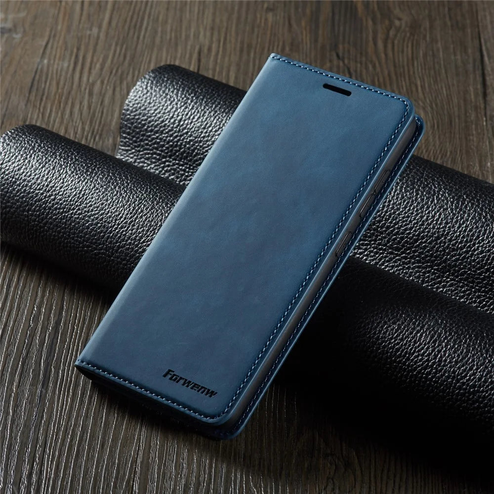 FORWENW for Samsung Galaxy S21 Ultra 5G Fantasy Series Skin-Touch Leather Wallet Stand Case - Blue - 6