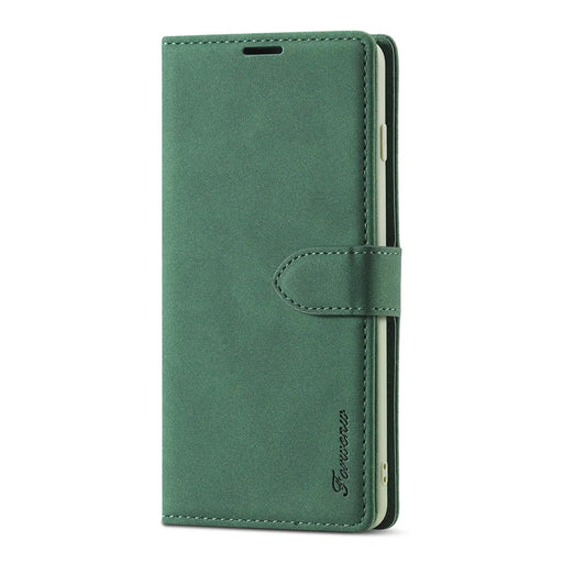FORWENW F1 Series Wallet Stand Full Protection Leather Cover Case for Samsung Galaxy S21 4G/5G - Green - 1
