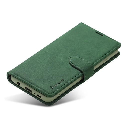 FORWENW F1 Series Wallet Stand Full Protection Leather Cover Case for Samsung Galaxy S21 4G/5G - Green - 2