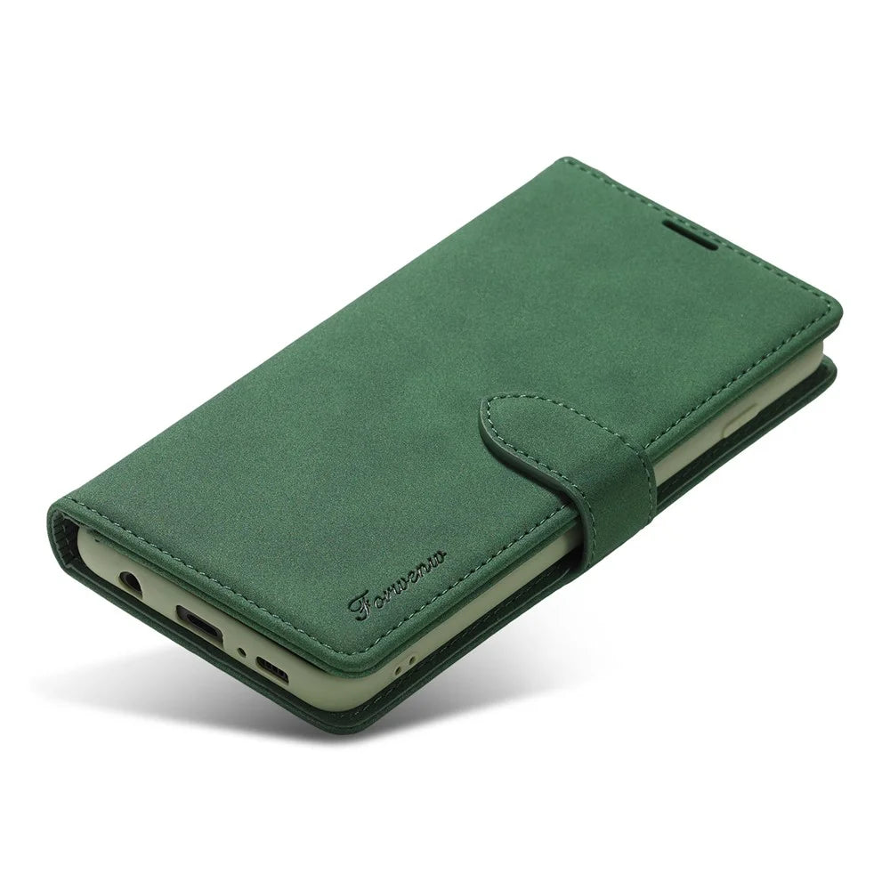 FORWENW F1 Series Full Protection Leather Wallet Stand Cover Case for Samsung Galaxy S21 Plus 5G - Green - 2