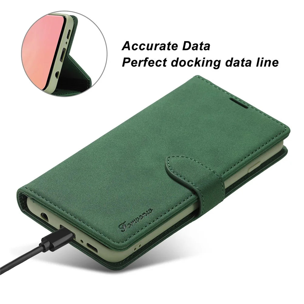 FORWENW F1 Series Full Protection Leather Wallet Stand Cover Case for Samsung Galaxy S21 Plus 5G - Green - 3