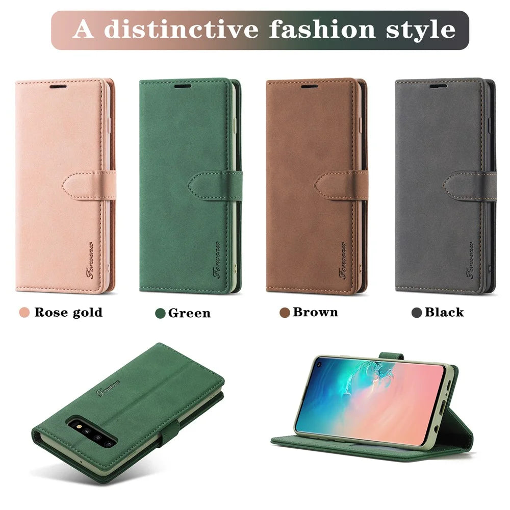 FORWENW F1 Series Full Protection Leather Wallet Stand Cover Case for Samsung Galaxy S21 Plus 5G - Green - 7