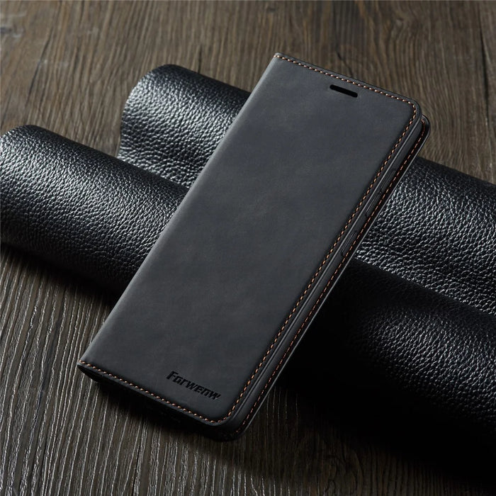 FORWENW Fantasy Series Wallet  Leather Phone Stand Case for Samsung Galaxy S21 4G/5G - Black - 6