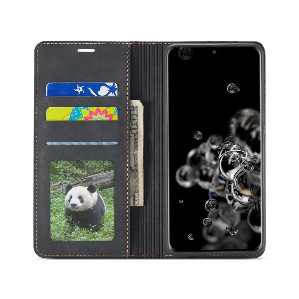 FORWENW Fantasy Series Skin-Touch Feeling Leather Wallet Stand Case for Samsung Galaxy S21 Plus 5G - Black - 3