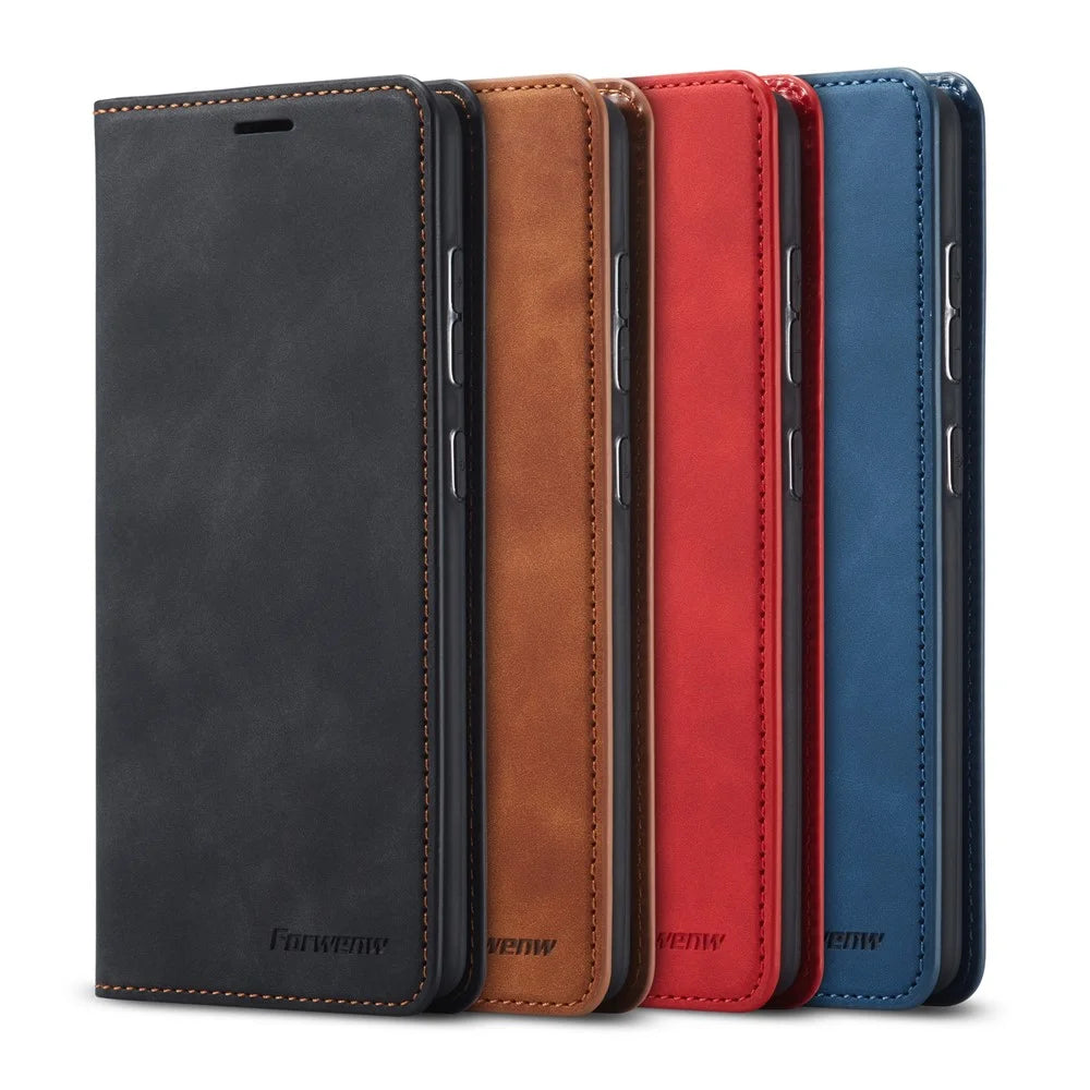 FORWENW Fantasy Series Skin-Touch Feeling Leather Wallet Stand Case for Samsung Galaxy S21 Plus 5G - Black - 7