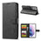 LC.IMEEKE Phone Shell for Samsung Galaxy S21 4G/5G PU Leather Wallet Foldable Stand Case - Black - 1