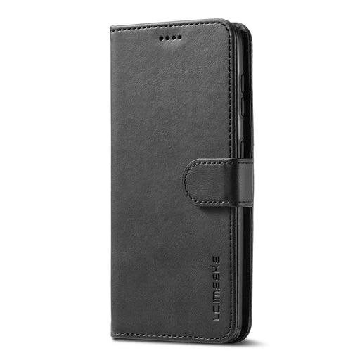 LC.IMEEKE Phone Shell for Samsung Galaxy S21 4G/5G PU Leather Wallet Foldable Stand Case - Black - 2