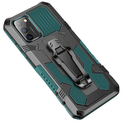 Back Clip Plastic + TPU Hybrid Case Kickstand Shell for Samsung Galaxy A02s (164.2mm) - Green - 1