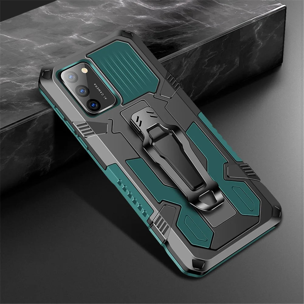 Back Clip Plastic + TPU Hybrid Case Kickstand Shell for Samsung Galaxy A02s (164.2mm) - Green - 2