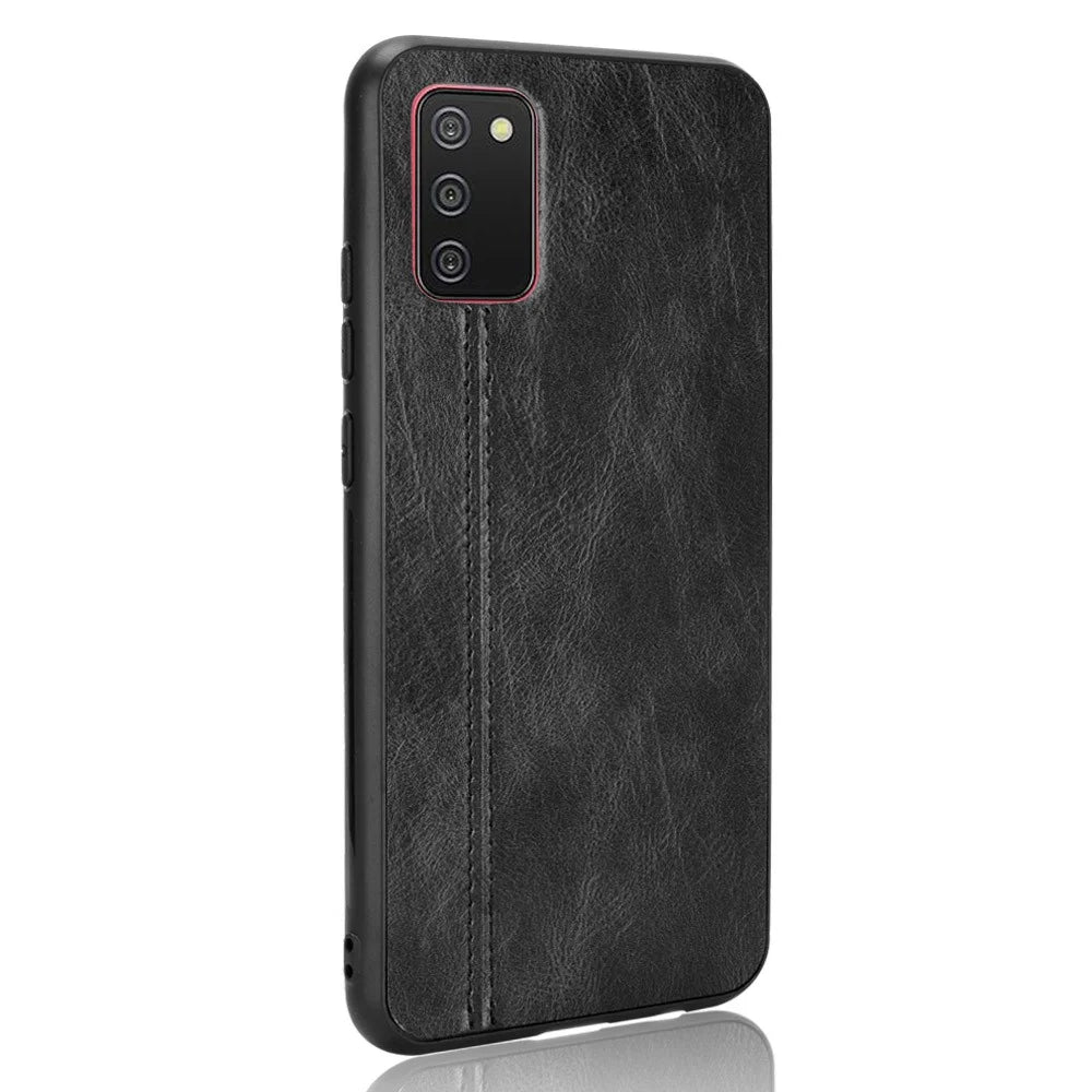 PU Leather Coated Hybrid Mobile Phone Case Stitching Design for Samsung Galaxy A02s (164.2mm) - Black - 2