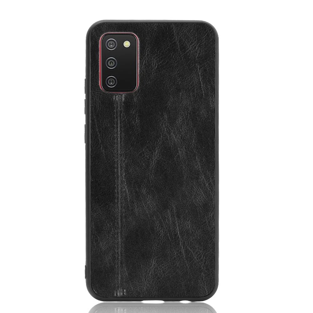 PU Leather Coated Hybrid Mobile Phone Case Stitching Design for Samsung Galaxy A02s (164.2mm) - Black - 3
