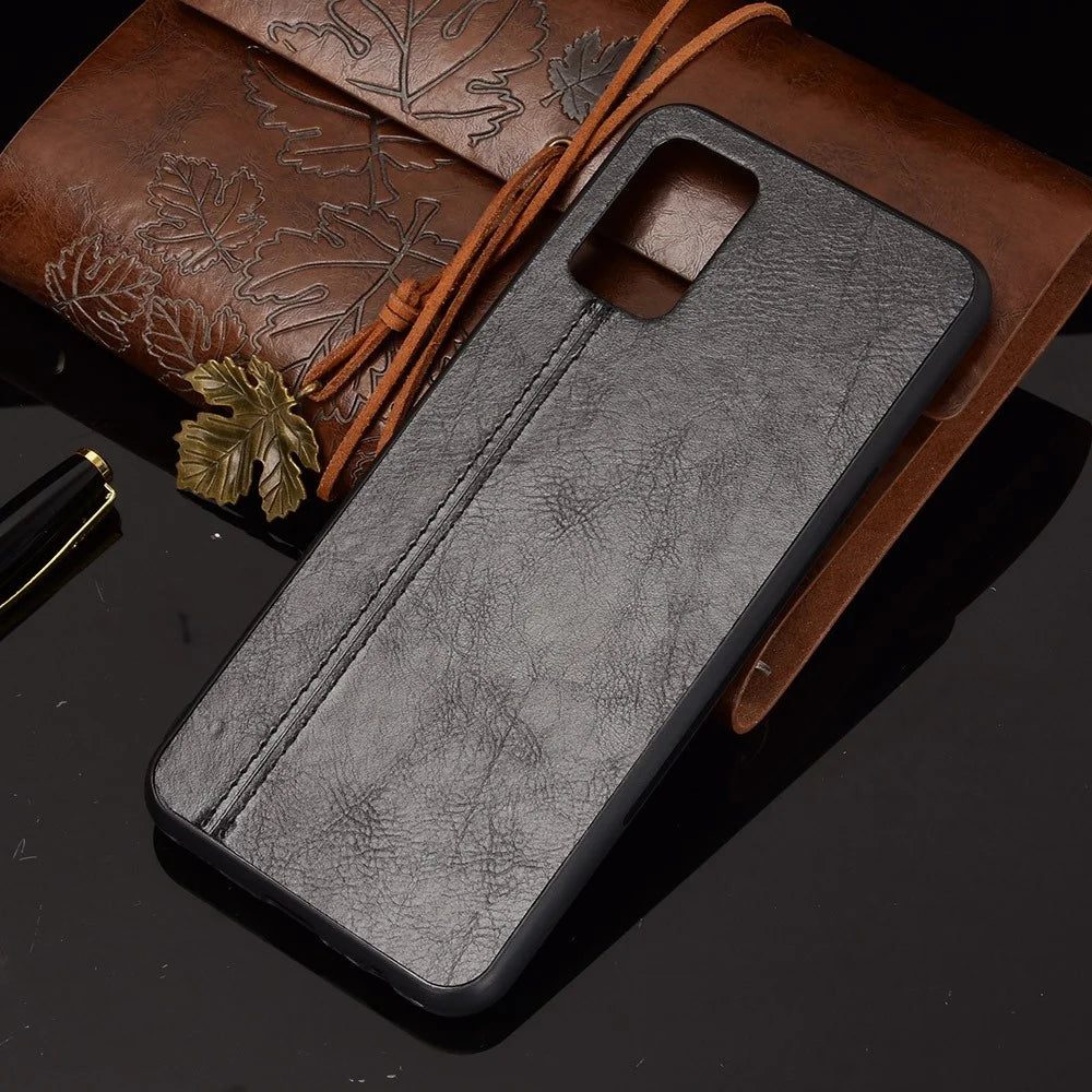 PU Leather Coated Hybrid Mobile Phone Case Stitching Design for Samsung Galaxy A02s (164.2mm) - Black - 6