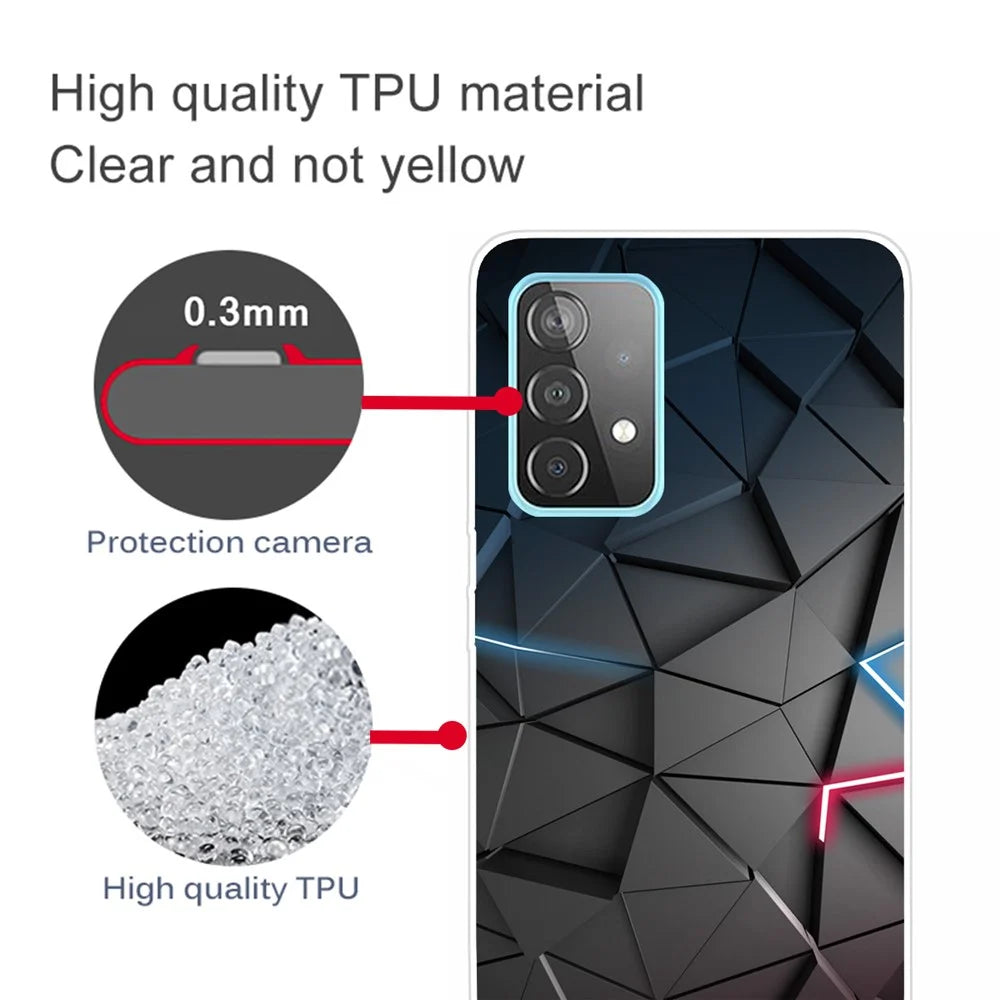Pattern Printing TPU Phone Case for Samsung Galaxy A32 5G/M32 5G - Black/Triangle - 3