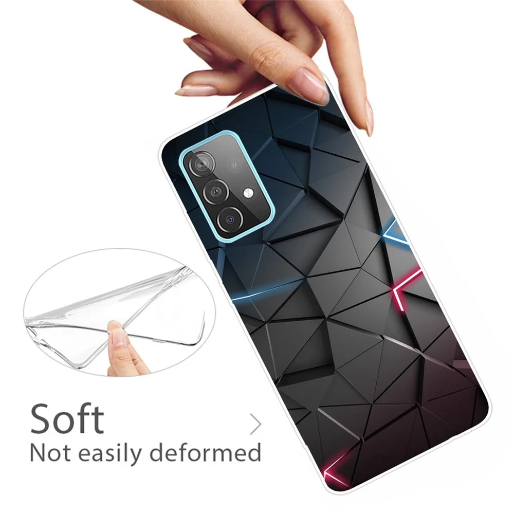 Pattern Printing Flexible TPU Cover Case for Samsung Galaxy A52 4G/5G / A52s 5G - Black/Triangle - 2