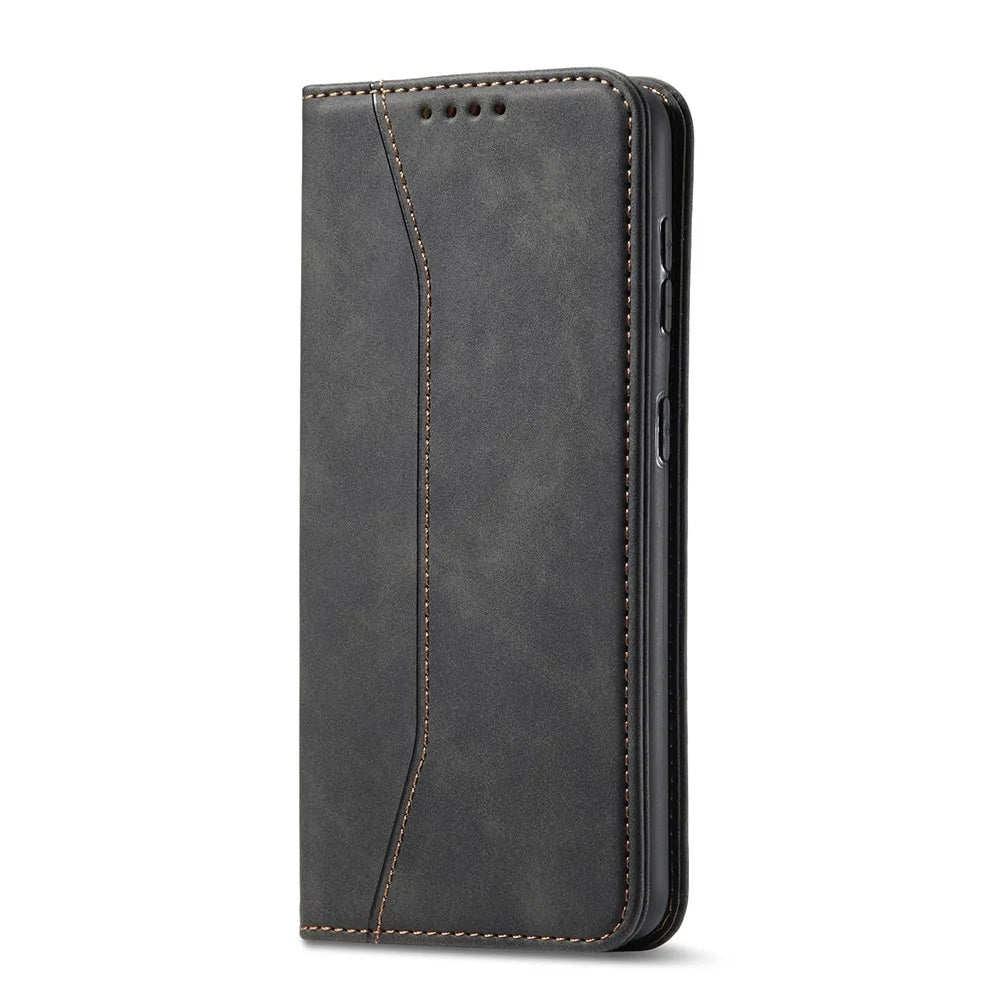 TPU + PU Leather Wallet Auto-absorbed Smartphone Cover for Samsung Galaxy S21+ 5G - Black - 7