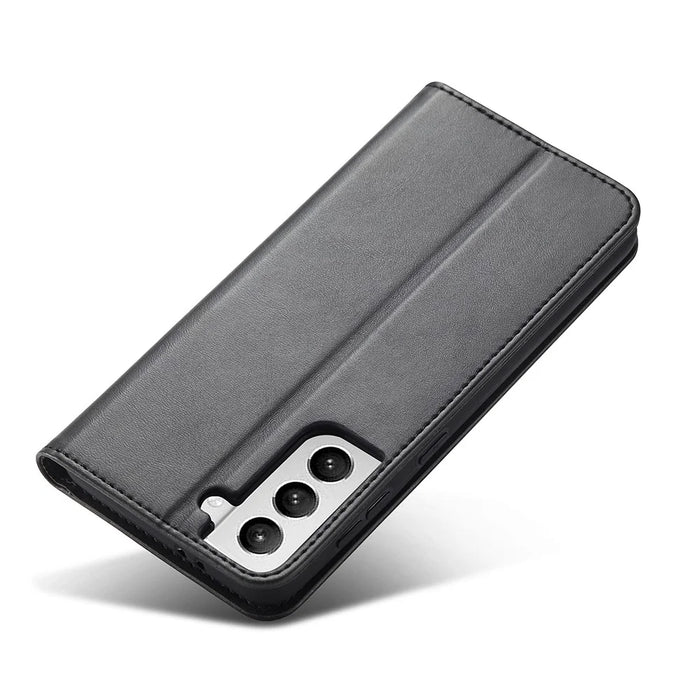 Auto-absorbed Leather Wallet Stand Cell Phone Protective Case for Samsung Galaxy S21+ 5G - Black - 2