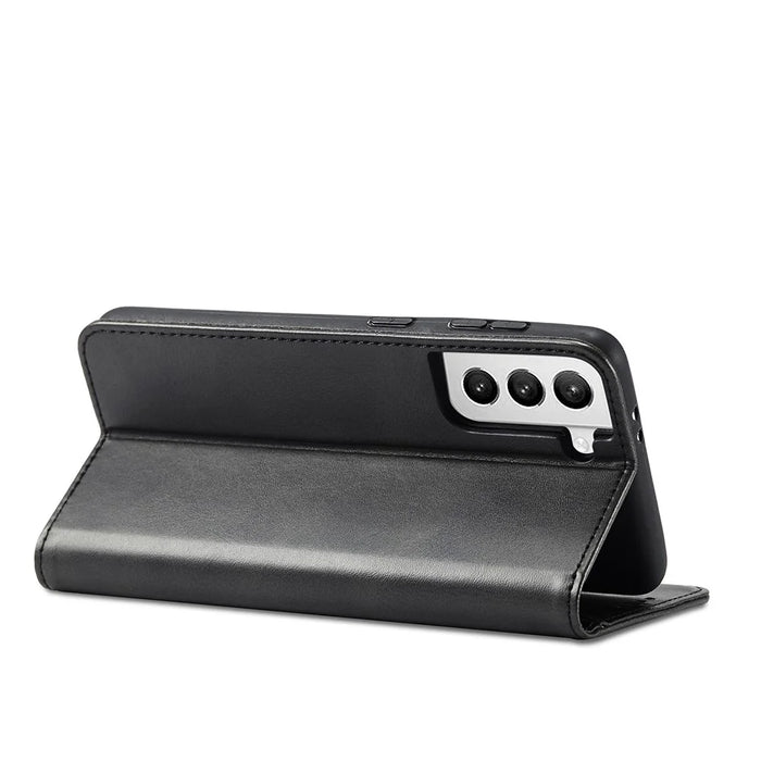 Auto-absorbed Leather Wallet Stand Cell Phone Protective Case for Samsung Galaxy S21+ 5G - Black - 5