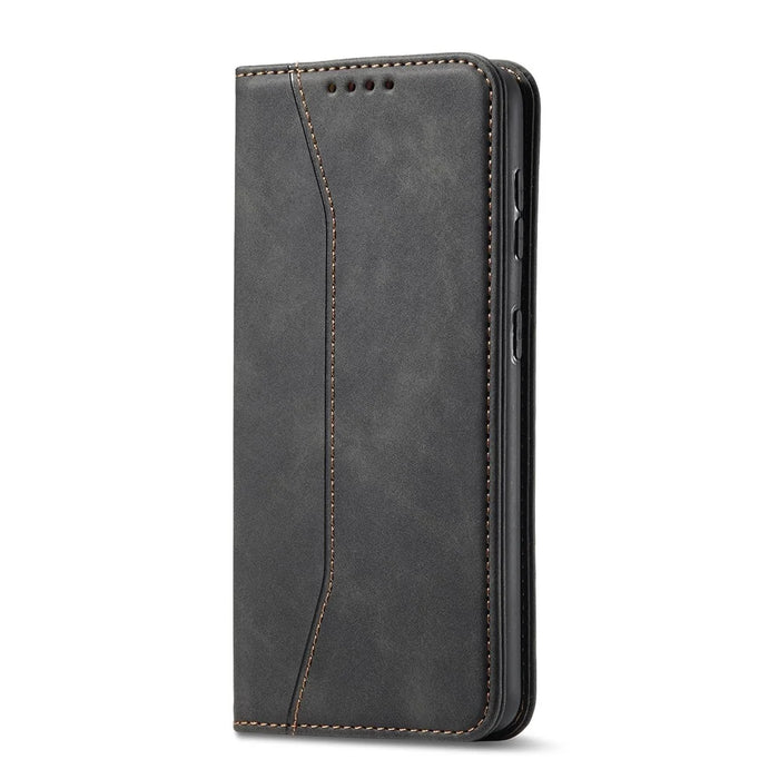 TPU + PU Leather Wallet Auto-absorbed Cover for Samsung Galaxy S21 5G - Black - 7