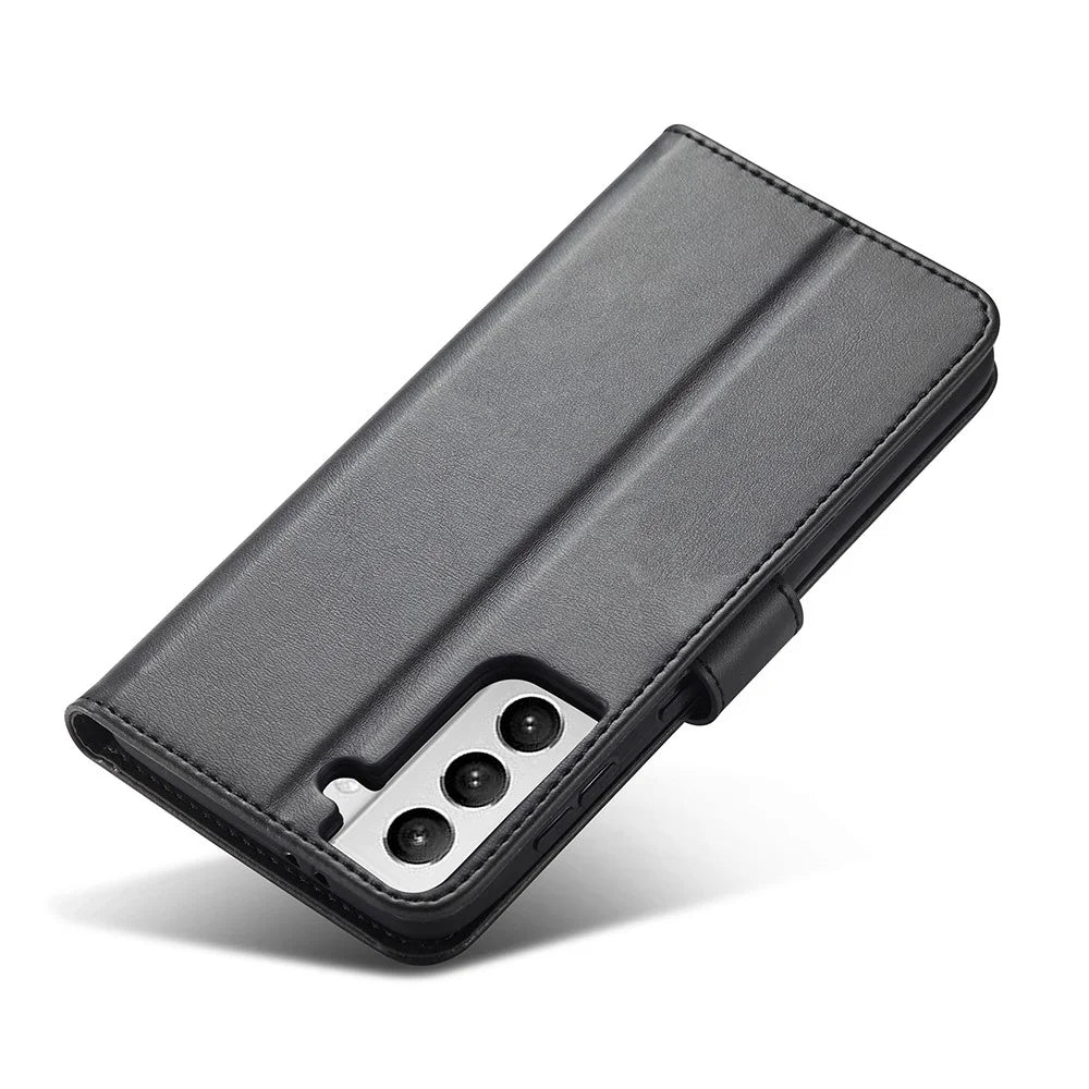 Classic Style Magnetic Clasp TPU + PU Leather Phone Cover Case for Samsung Galaxy S21 4G/5G - Black - 2