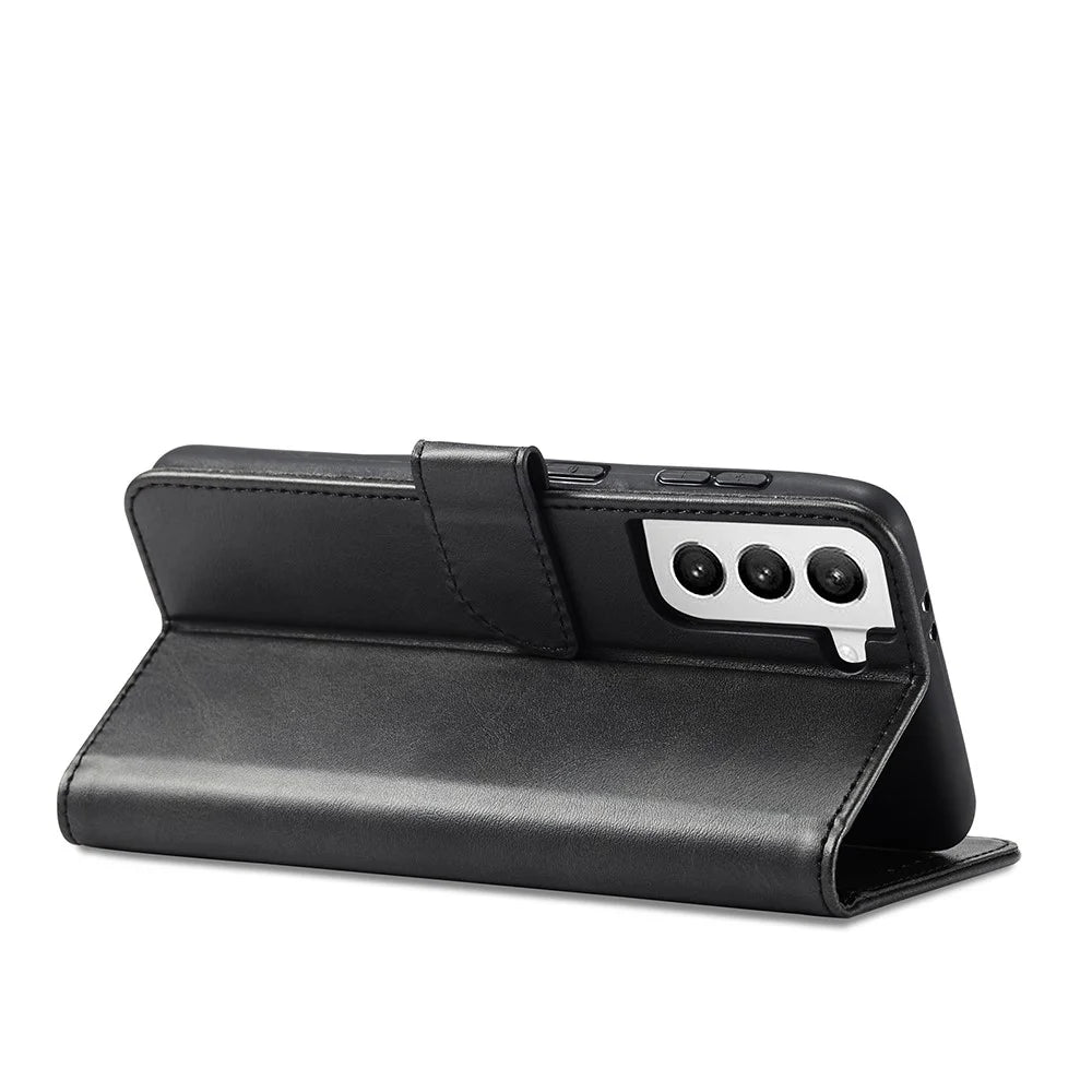 Classic Style Magnetic Clasp TPU + PU Leather Phone Cover Case for Samsung Galaxy S21 4G/5G - Black - 5