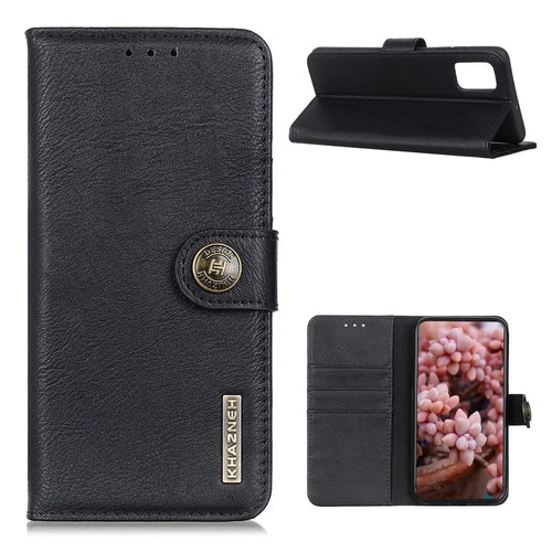 KHAZNEH Retro Style Leather Protector Case Cover for Samsung Galaxy A52 4G / 5G / A52s 5G Wallet Stand Case - Black - 1