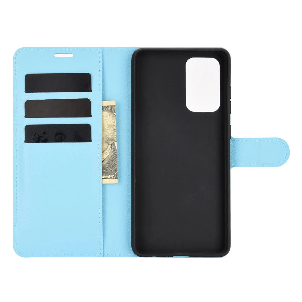 Litchi Texture Leather Wallet Stand Design Phone Cover for Samsung Galaxy A52 4G / 5G / A52s 5G - Blue - 3