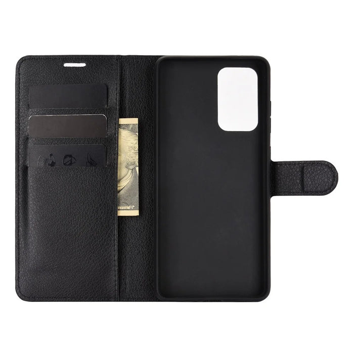 Wallet Stand Design Litchi Texture Leather Phone Cover for Samsung Galaxy A72 4G / 5G - Black - 3