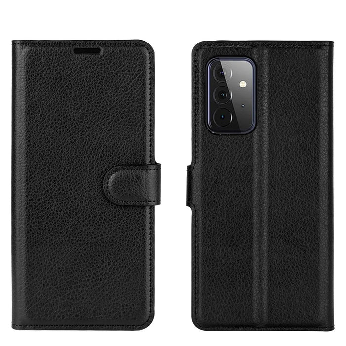 Wallet Stand Design Litchi Texture Leather Phone Cover for Samsung Galaxy A72 4G / 5G - Black - 6