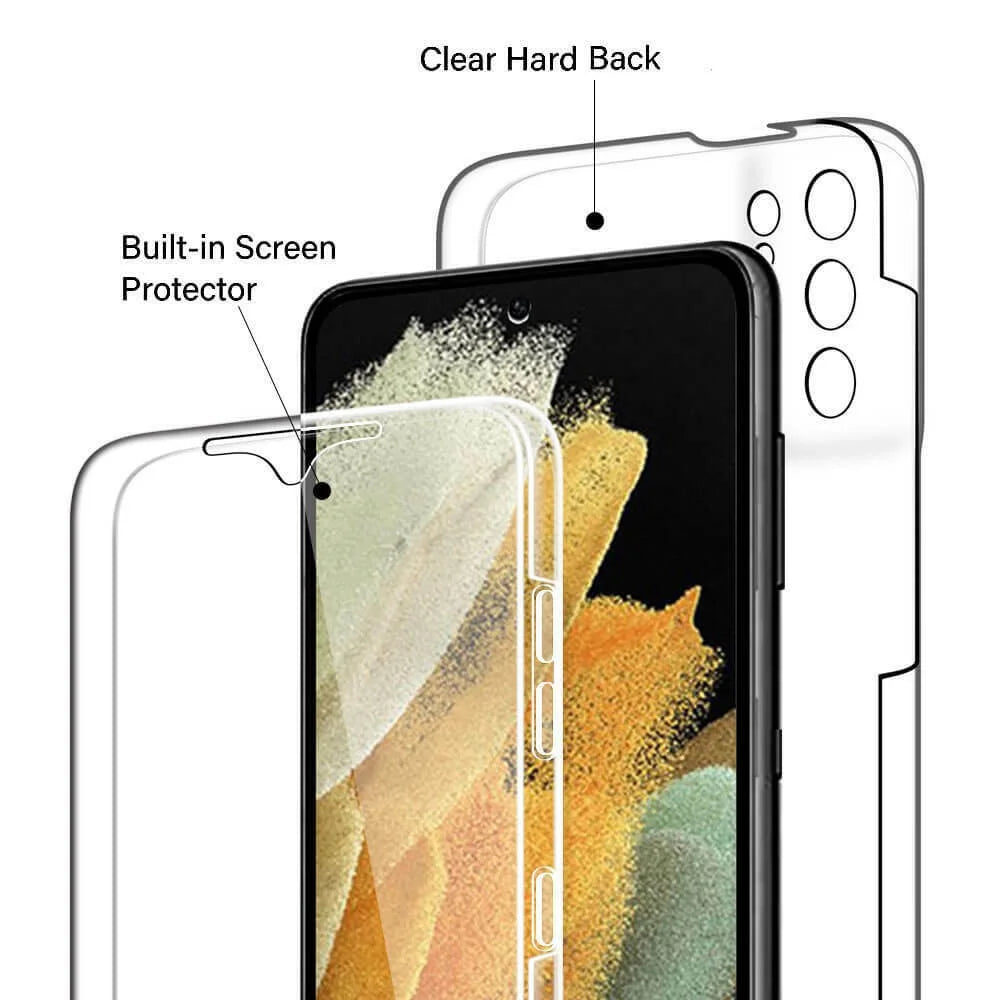 PET Cover + TPU Frame + Acrylic Panel Clear Full Protection Phone Shell for Samsung Galaxy S21 Ultra 5G Hybrid Case - 2