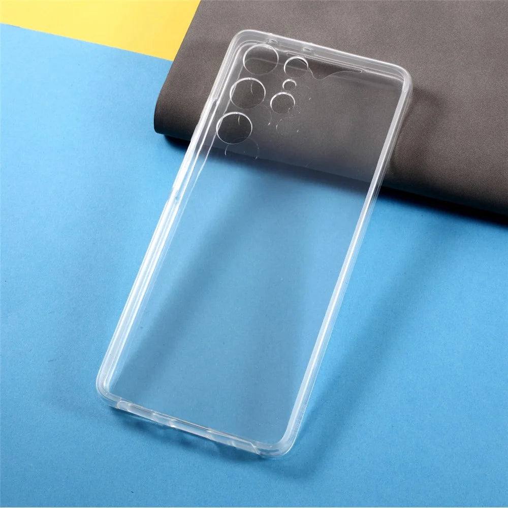 PET Cover + TPU Frame + Acrylic Panel Clear Full Protection Phone Shell for Samsung Galaxy S21 Ultra 5G Hybrid Case - 5