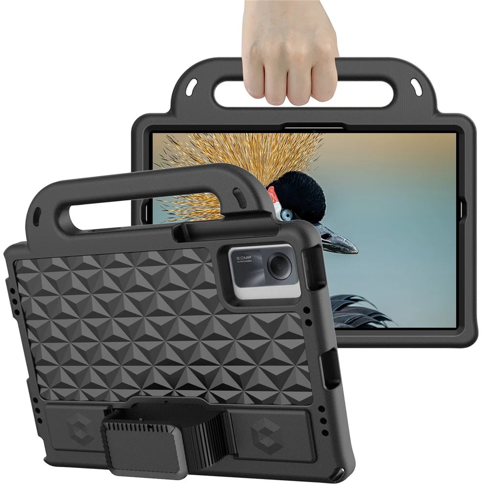 Rhombus Design EVA Case + Shoulder Strap for Samsung Galaxy Tab S9 FE / S9 / S8 / S7 / A11+ / A9+ / Xiaomi Pad 6 / Redmi Pad 2 11 / Lenovo Tab M11 - Black - 2